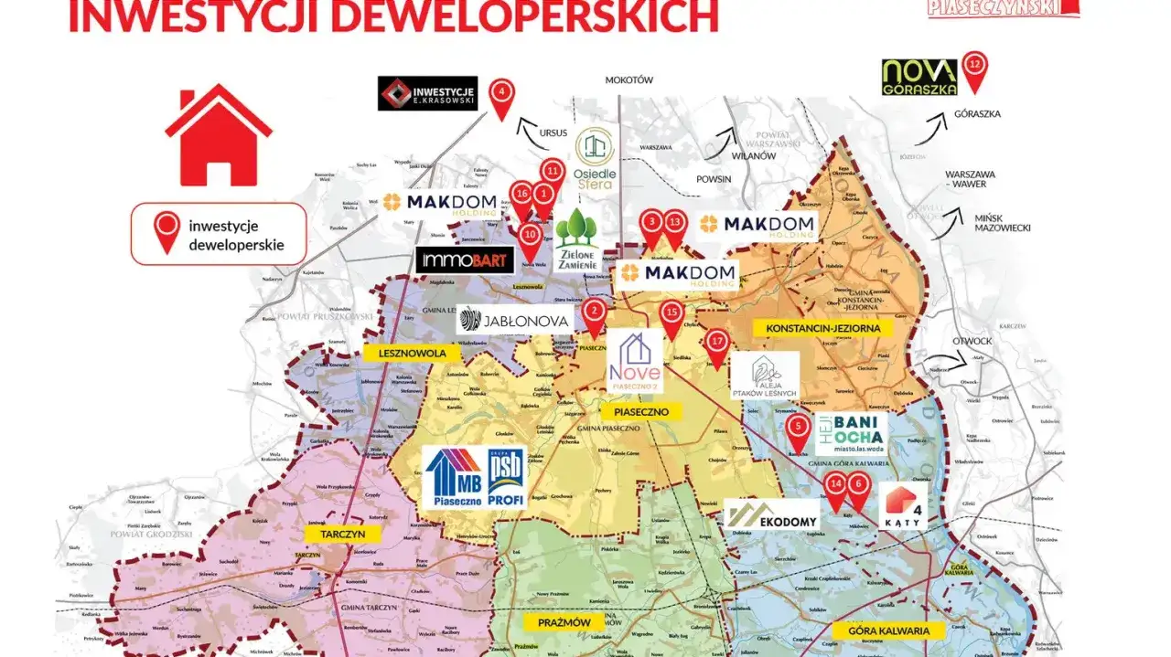 Mapa bud&oacute;w deweloperskich w Polsce