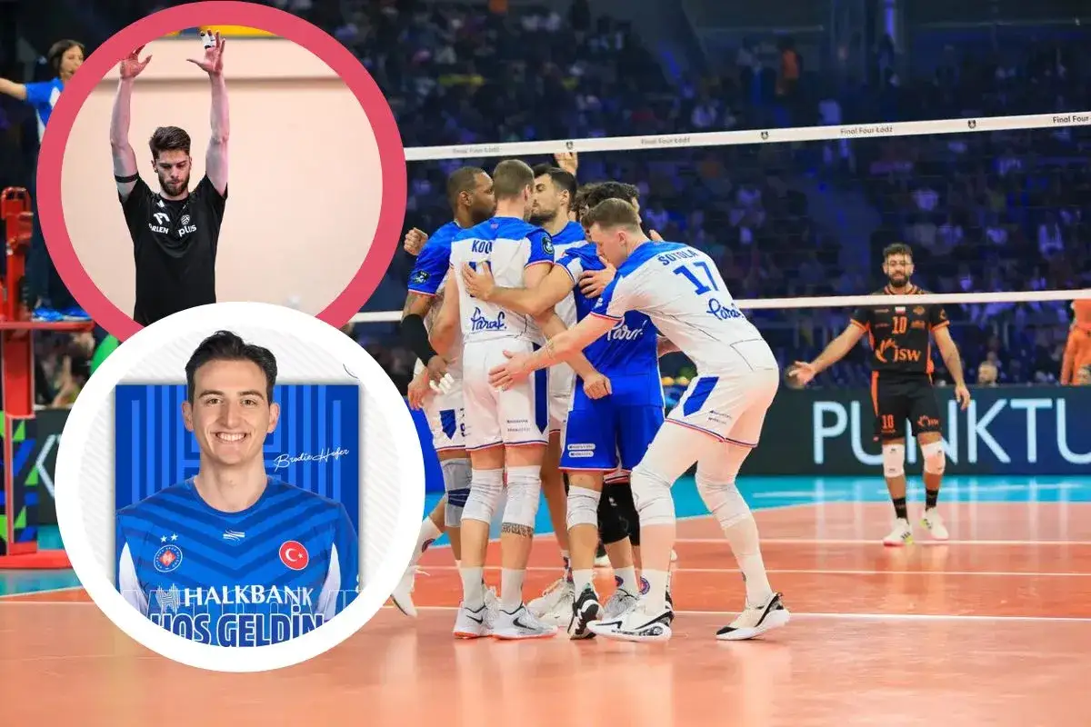 Siatkarze Halkbank Ankara świętują zwycięstwo. Na zdjęciu Brodie Hofer, członek składu.