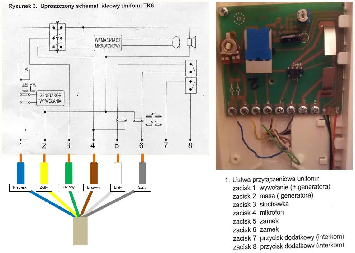 schemat podłączenia domofonu 5 żyłowego