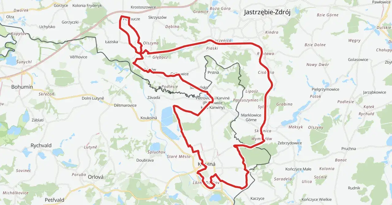Trasa rowerowa wokół Jastrzębia-Zdroju, tworząca