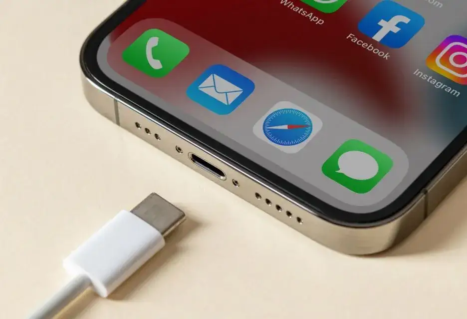 iPhone 15 ładowanie innego telefonu kablem USB-C