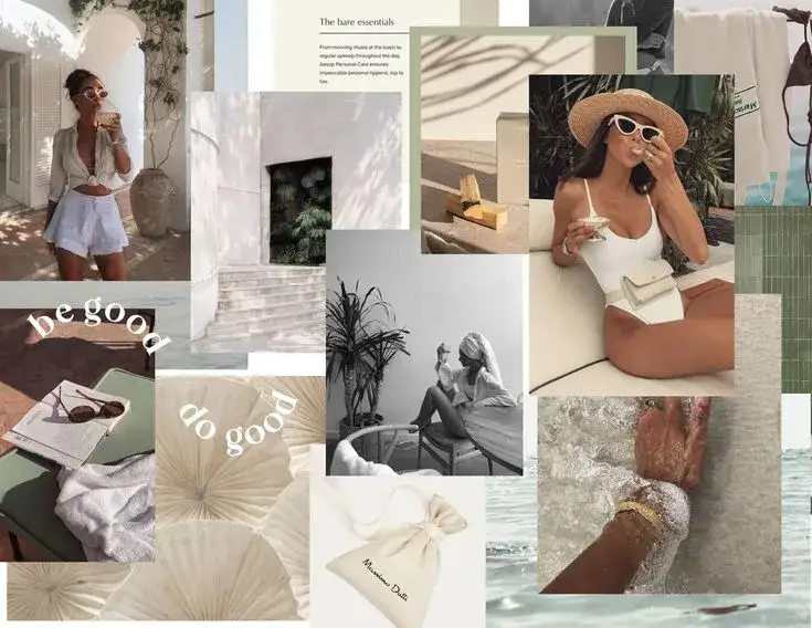 kobieta tworząca moodboard na pintereście