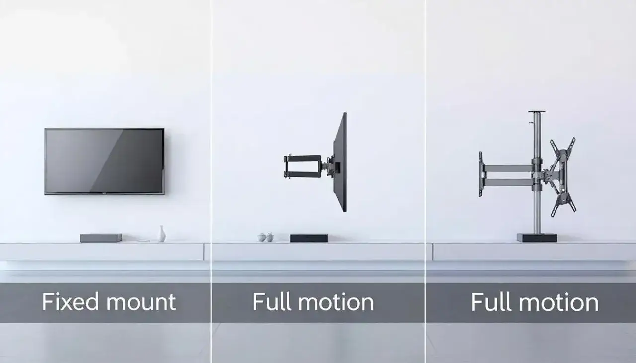 Types of TV mounts fixed tilt full motion