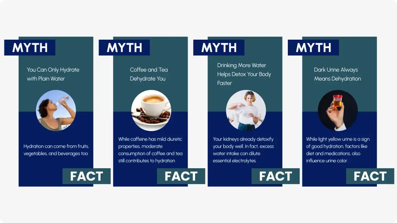 Picie wody i innych płyn&oacute;w nawadnia organizm. Dowiedz się, co daje picie wody i obal mity o nawodnieniu.