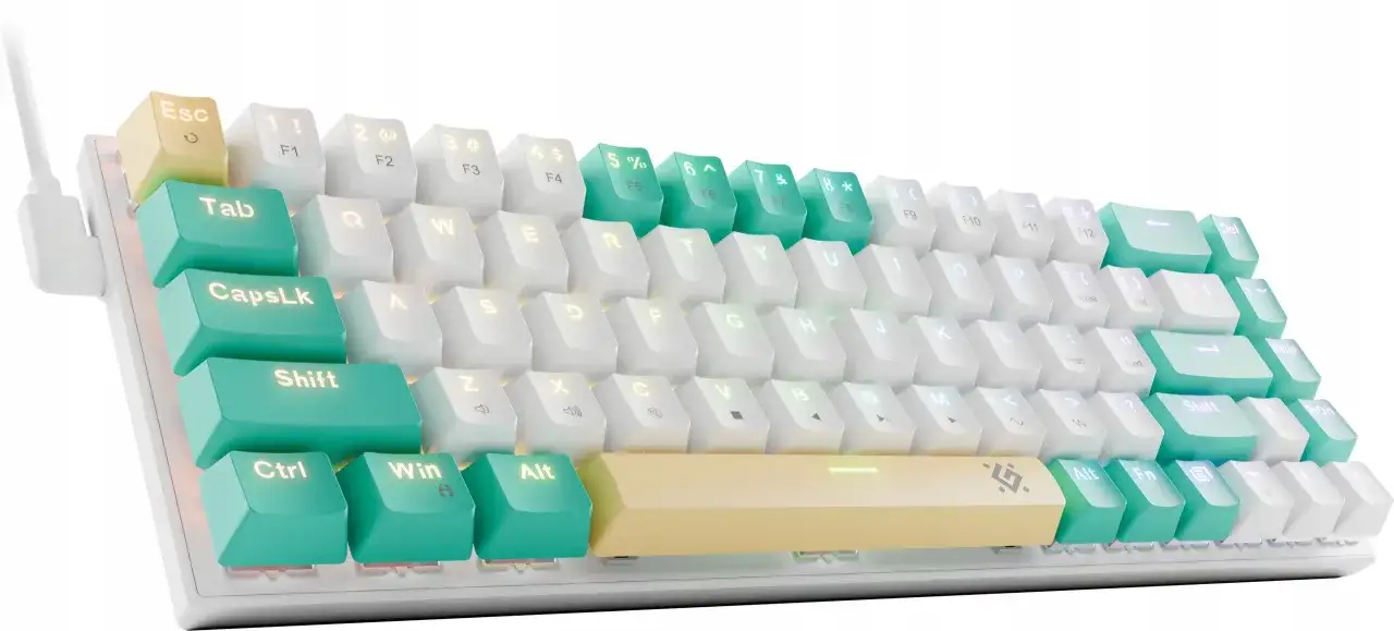 Klawiatura laptopa z wyróżnionymi klawiszami funkcyjnymi i numerycznymi