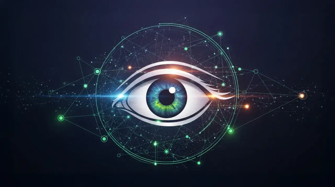 Oko w sieci połączeń, symbolizujące bezpieczeństwo w internecie. Która przeglądarka jest najbezpieczniejsza?