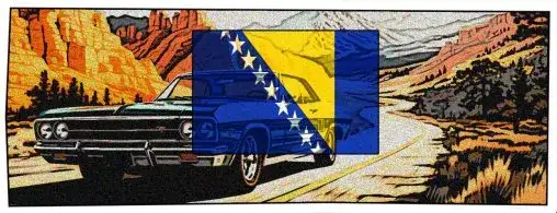 samoch&oacute;d na granicy Bośnia i Hercegowina