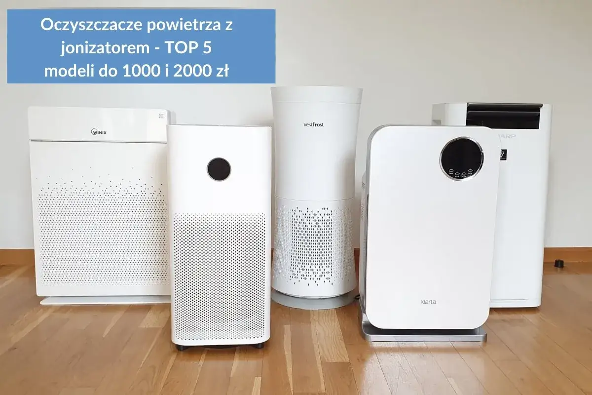 Pięć nowoczesnych oczyszczaczy powietrza z funkcją jonizatora, prezentujących TOP 5 modeli do 2000 zł.