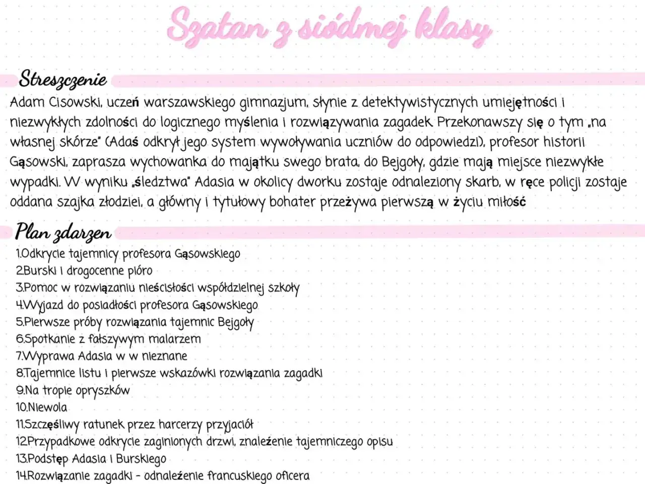 Adam Cisowski, młody detektyw, rozwiązuje zagadki w Bejgole. Jego charakterystyka to bystry umysł i odwaga.