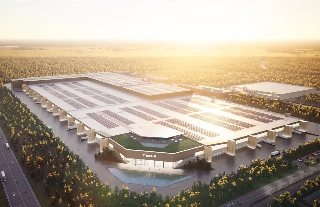 Gigafactory Tesla w Niemczech, symbol nowoczesności i zrównoważonej produkcji.