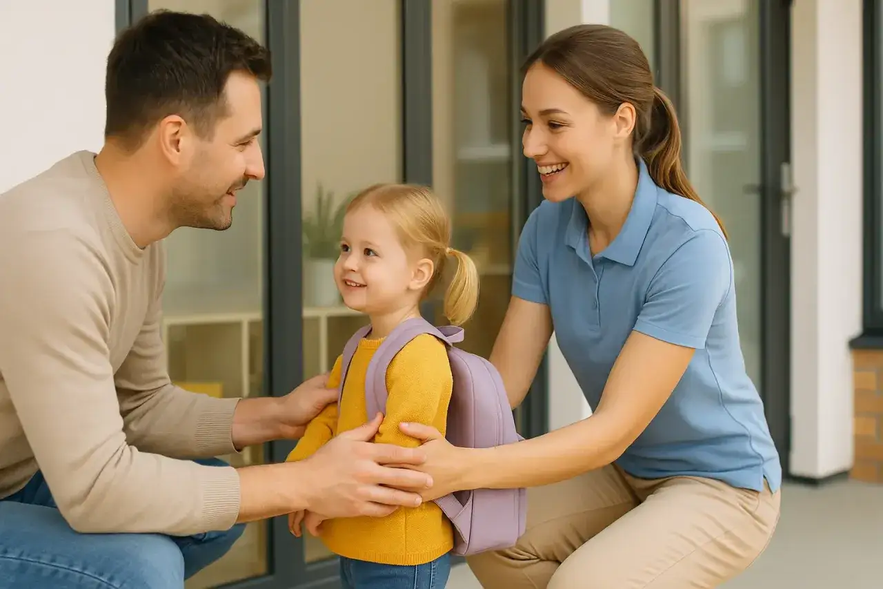 Rodzic żegnający się z dzieckiem w żłobku