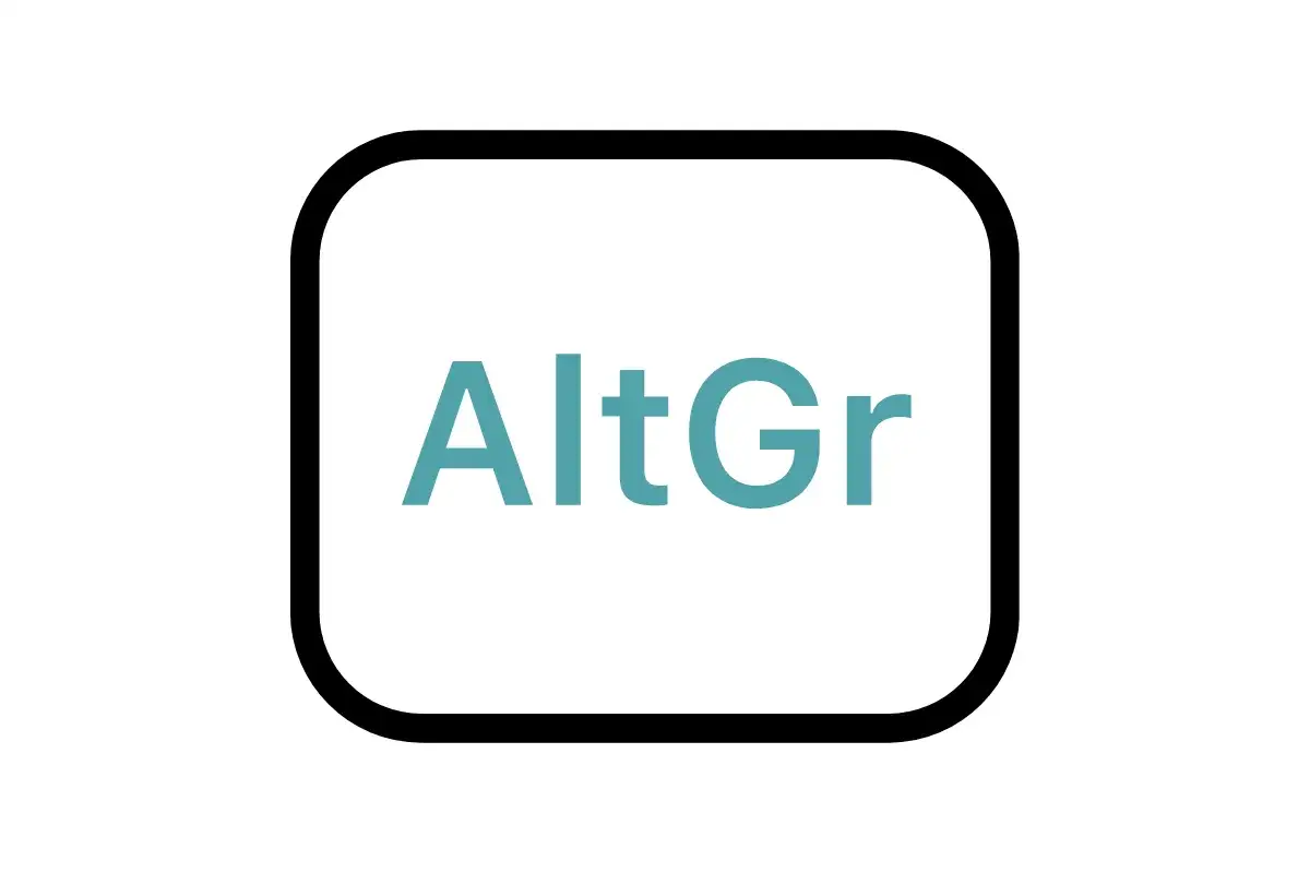 Klawisz AltGr pomoże Ci napisać ź na laptopie. Ikona klawisza AltGr.