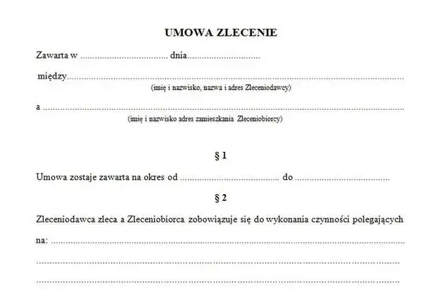 Dokumenty umowa zlecenie Polska