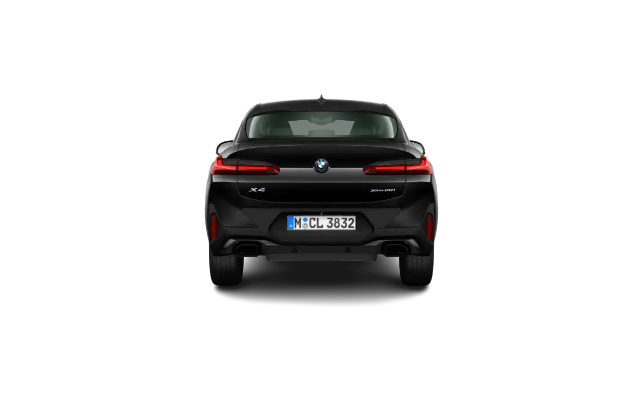 Czarne BMW X4 z tyłu, z widocznym napisem 