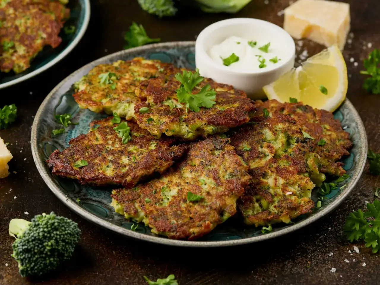 Placki brokułowe serowe