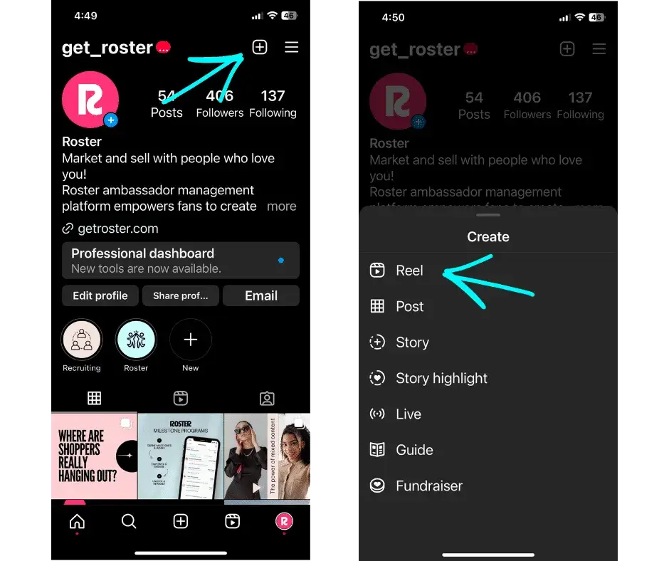 Instagram Reels creation process screenshots