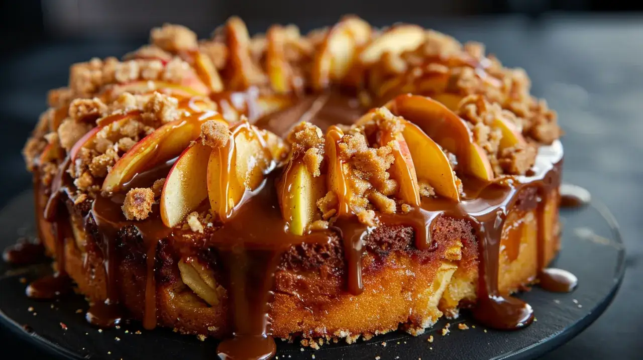 Zdjęcie Proste ciasto z kajmakiem - Przepis na pyszne ciasto z karmelem i jabłkami