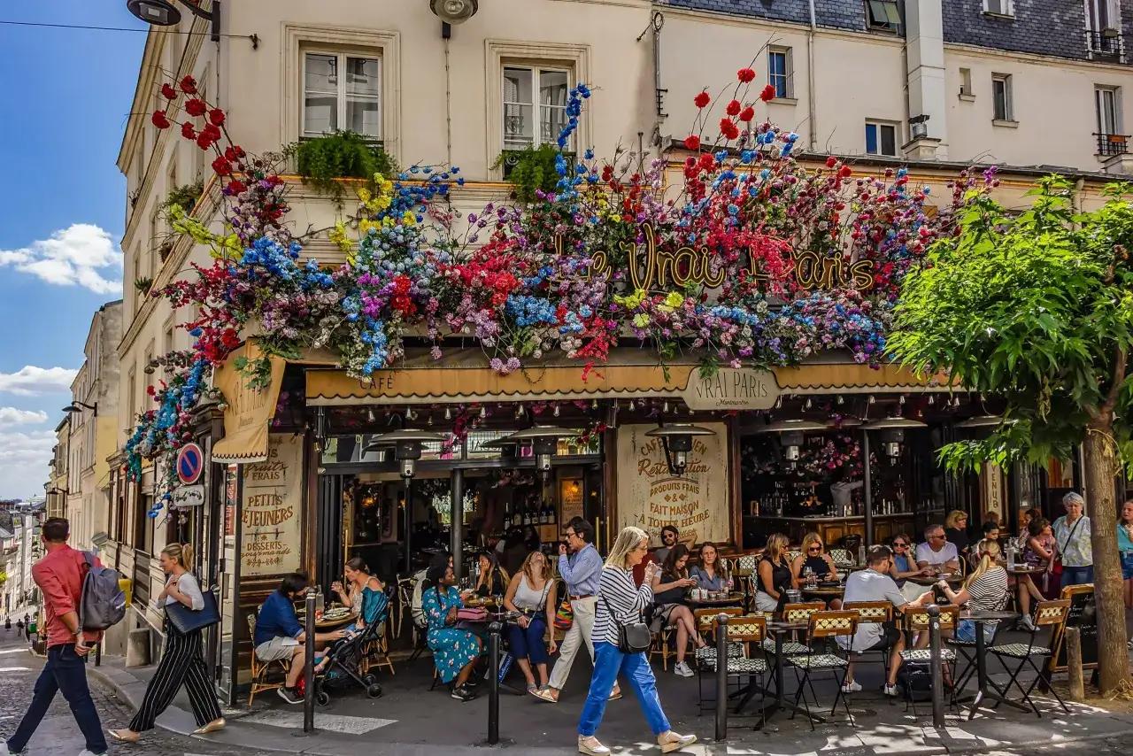 Paryż Le Marais ulica, Dzielnica Łacińska kawiarnia, Saint-Germain-des-Pr&eacute;s butiki