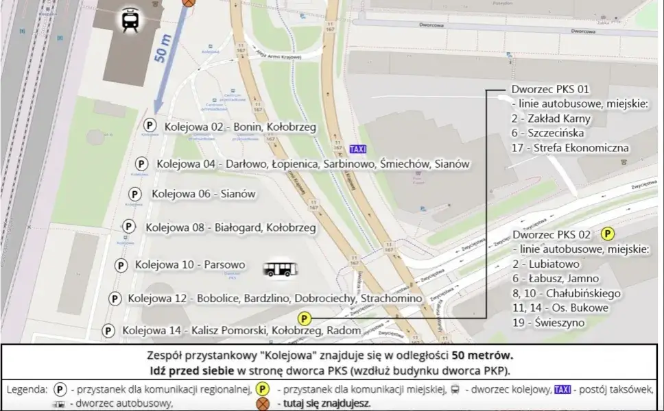 Mapa dojazdu Dworzec PKS Koszalin