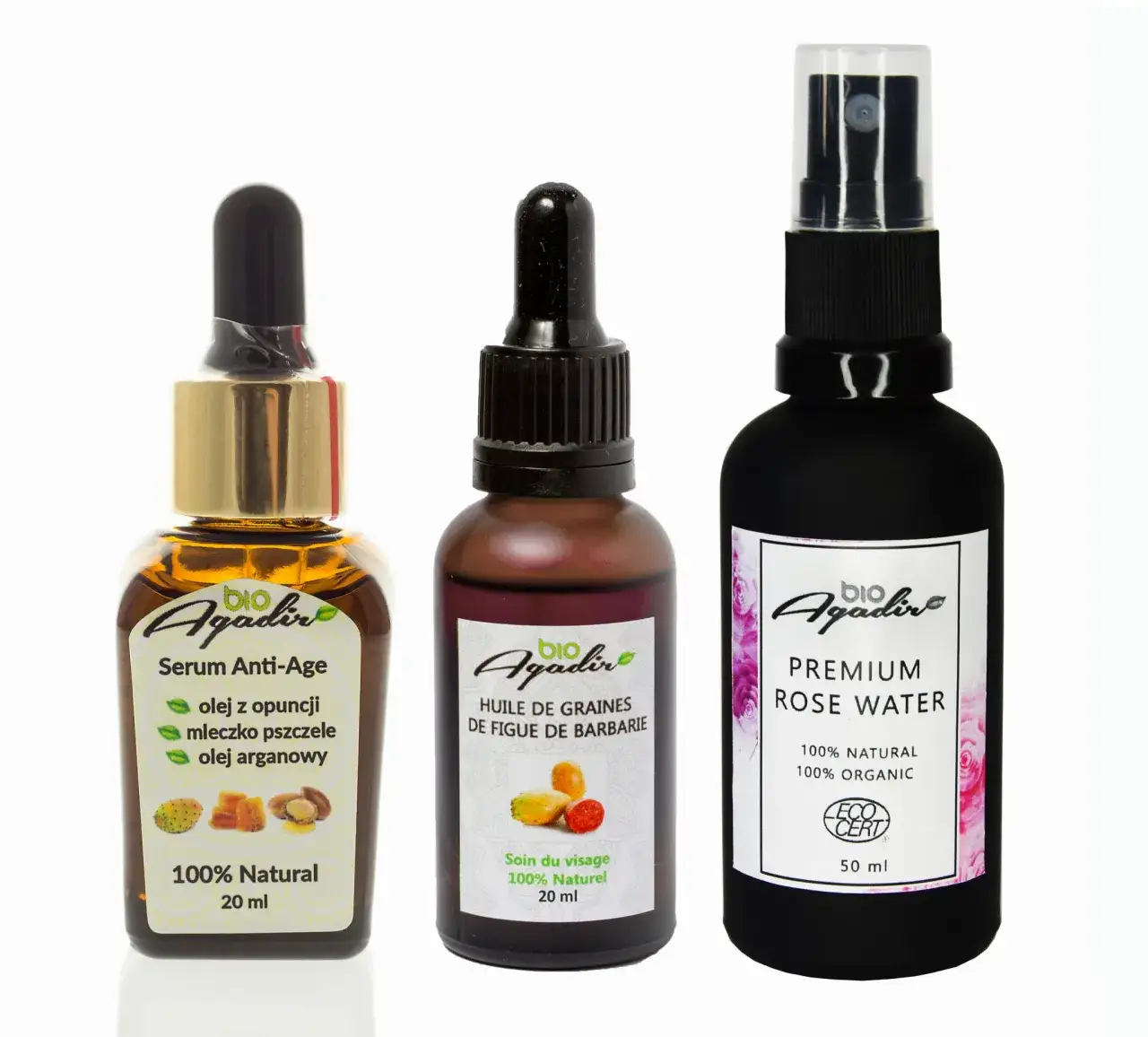 collage olejki do cery dojrzałej opuncja dzika r&oacute;ża argan awokado maliny