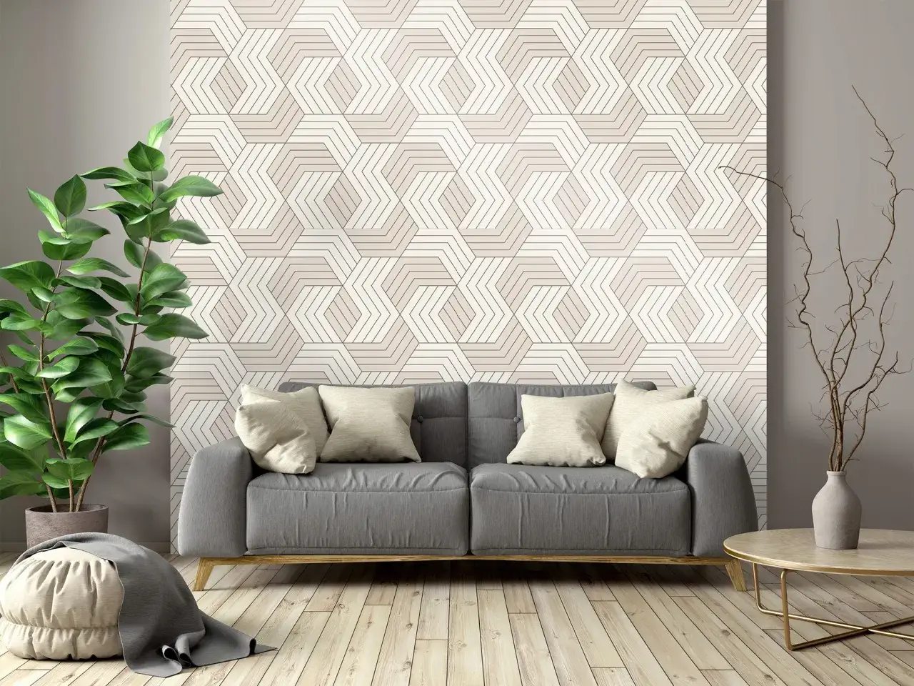 Nowoczesne tapety do przedpokoju wzory geometryczne