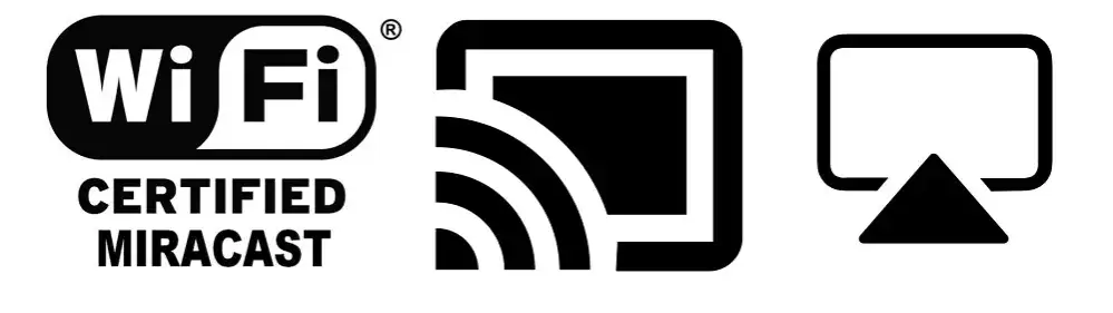 różne ikony technologii bezprzewodowych Miracast AirPlay Chromecast
