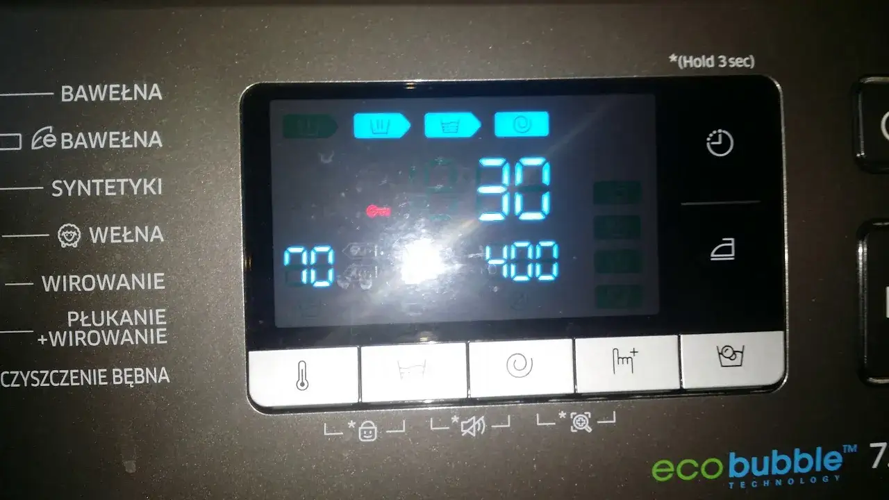 Pralka Samsung panel sterowania Eco Czyszczenie Bębna