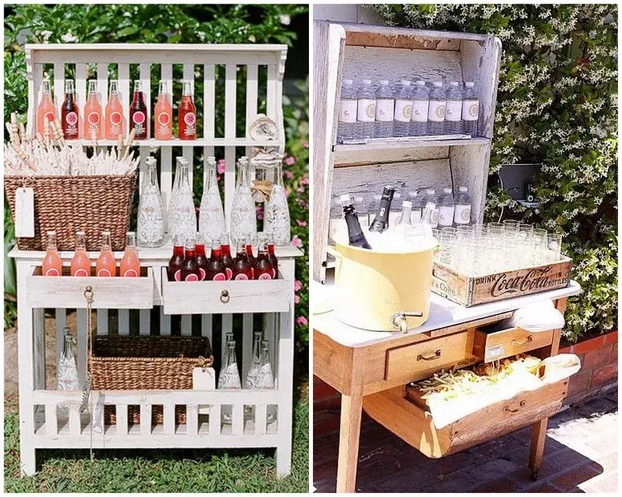 st&oacute;ł z napojami bezalkoholowymi na wesele