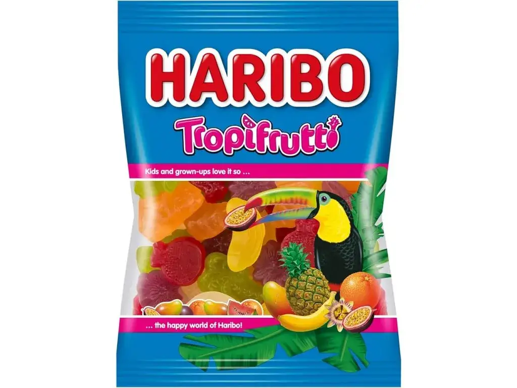 Haribo Tropifrutti w sklepach stacjonarnych Polska, loga supermarket&oacute;w