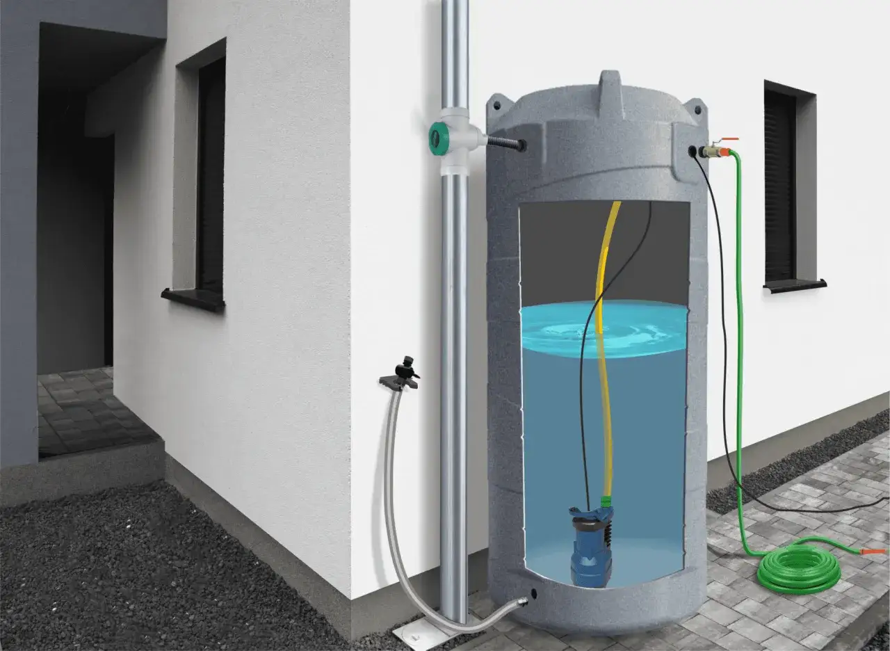 zbiornik na deszcz&oacute;wkę z pompą