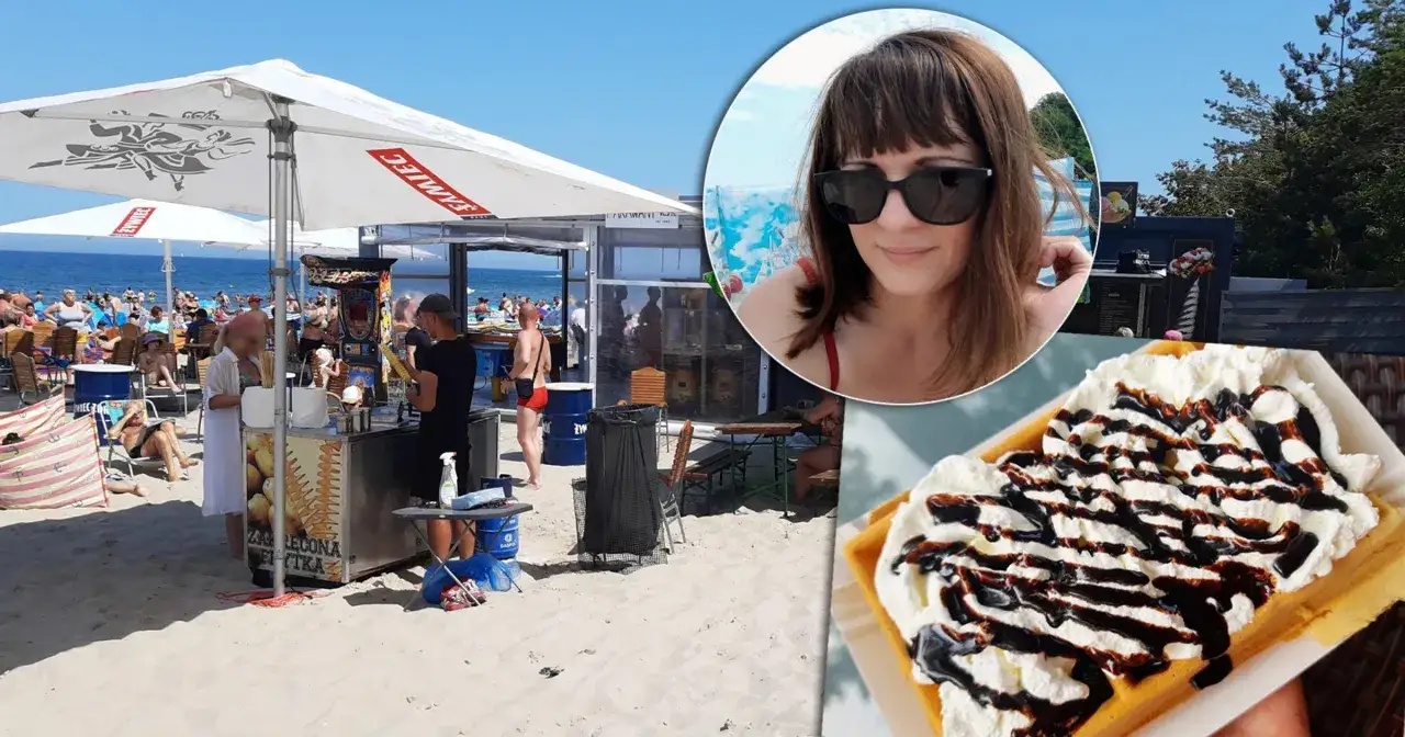 Dzieci jedzące lody i gofry na plaży