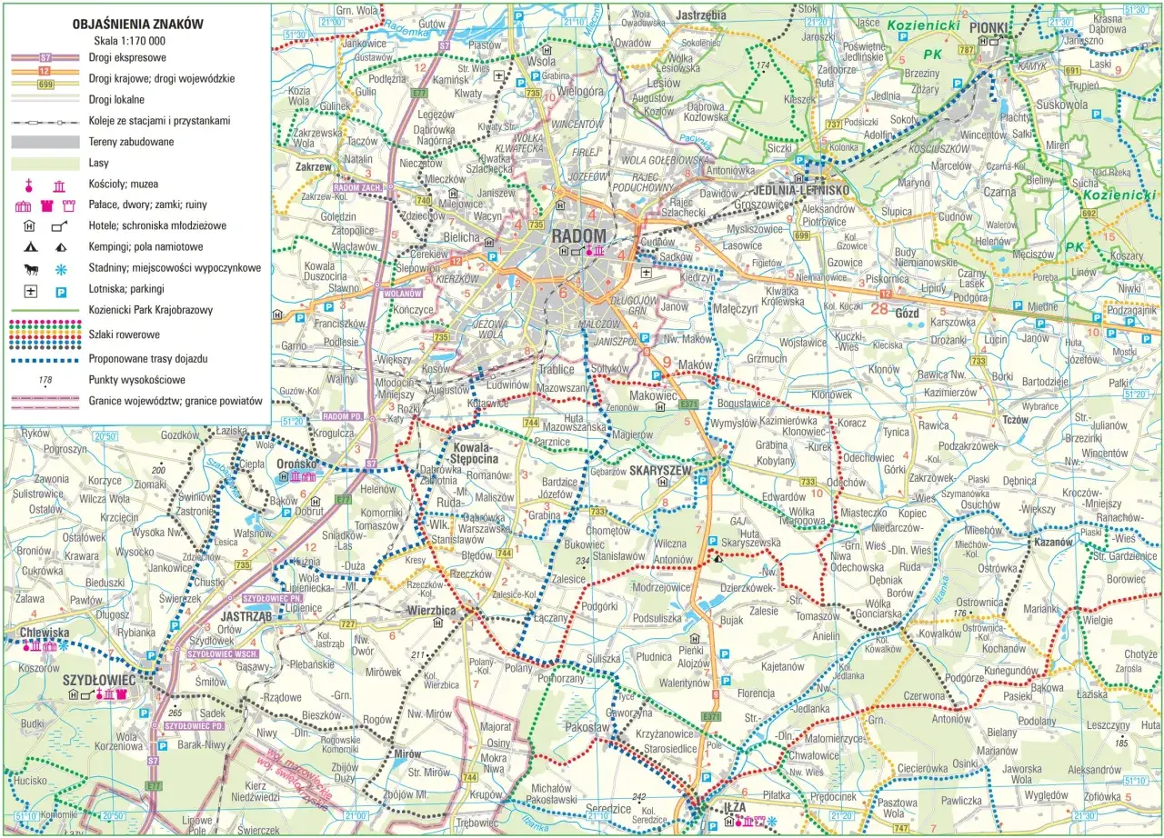 mapa kościoł&oacute;w Radomia trasa turystyczna