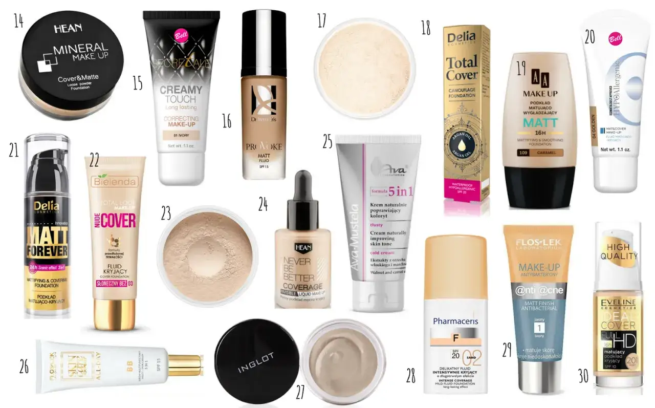 r&oacute;żne typy cery i podkłady kryjąco-rozświetlające