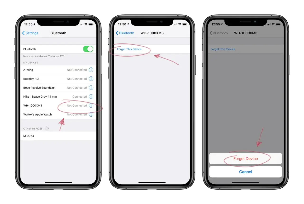 Usuwanie urządzenia Bluetooth iPhone Mac