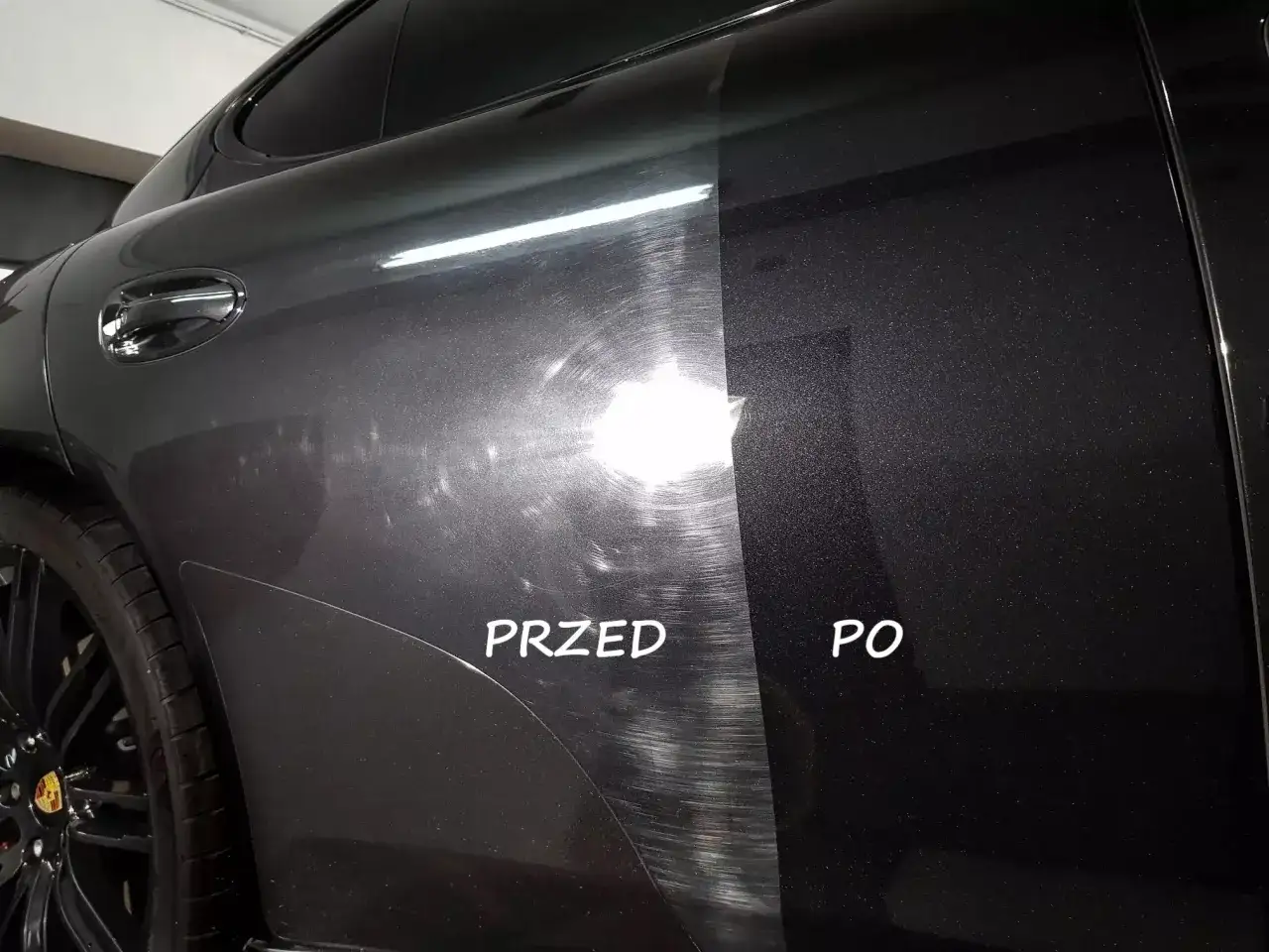 Przed i po polerowaniu lakieru auta. Zastanawiasz się, ile kosztuje polerowanie auta u lakiernika? Efekt mówi sam za siebie!