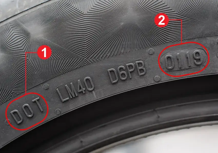 opona samochodowa z numerem DOT