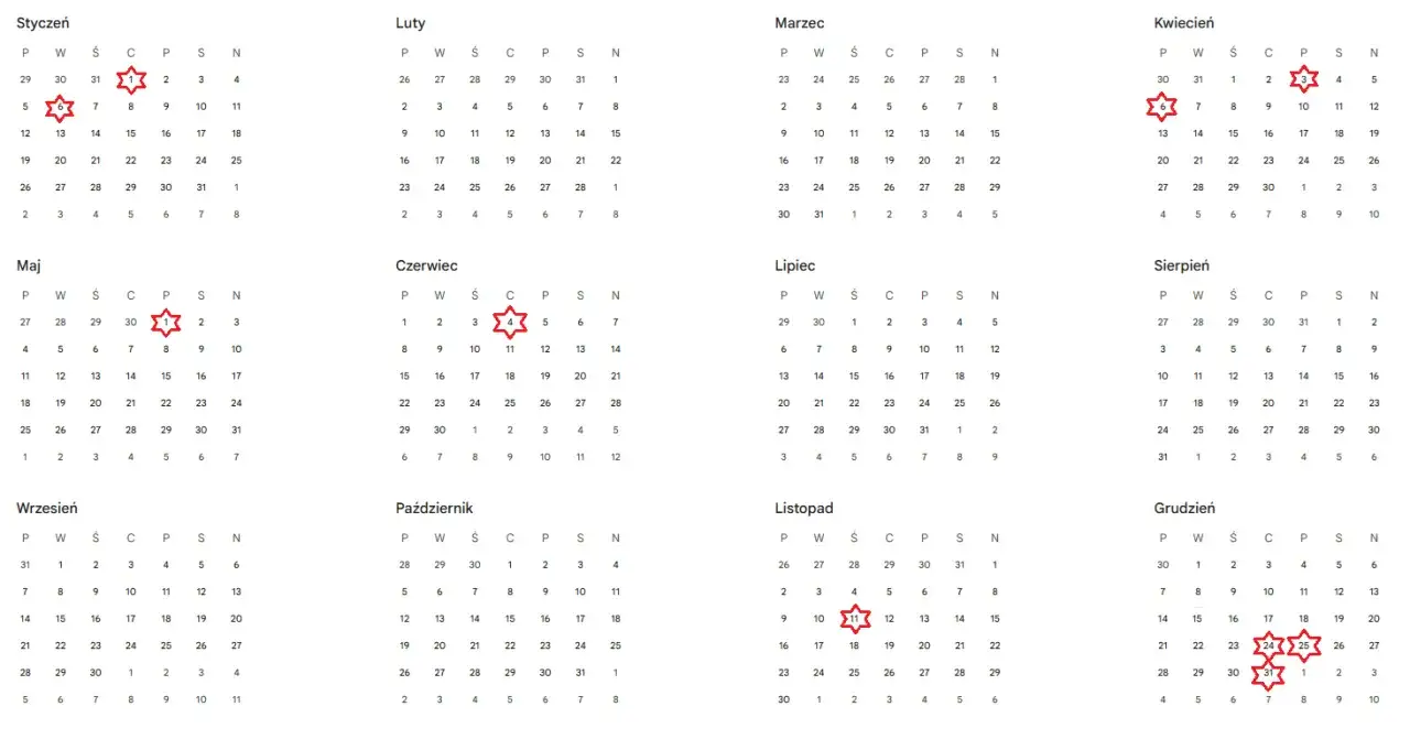kalendarz dni wolnych giełda GPW 2026