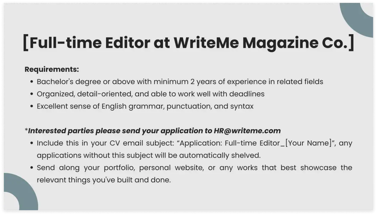 checklist email z CV