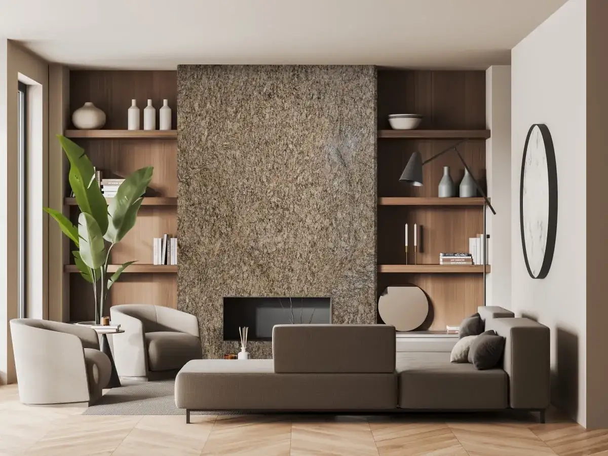 Nowoczesny salon z wnęką w ścianie, kt&oacute;ra może być inspiracją, jak zasłonić wnękę w ścianie. Wygodne fotele i sofa zachęcają do relaksu.