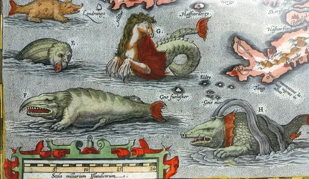 potwory morskie na dawnych mapach