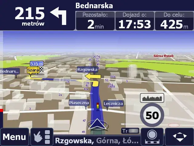 mapa nawigacji samochodowej z nowymi drogami