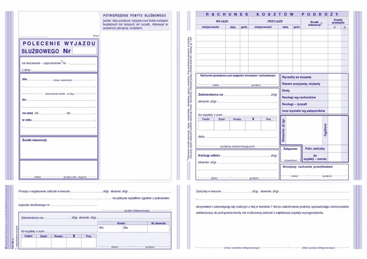 Przykładowe polecenie wyjazdu służbowego