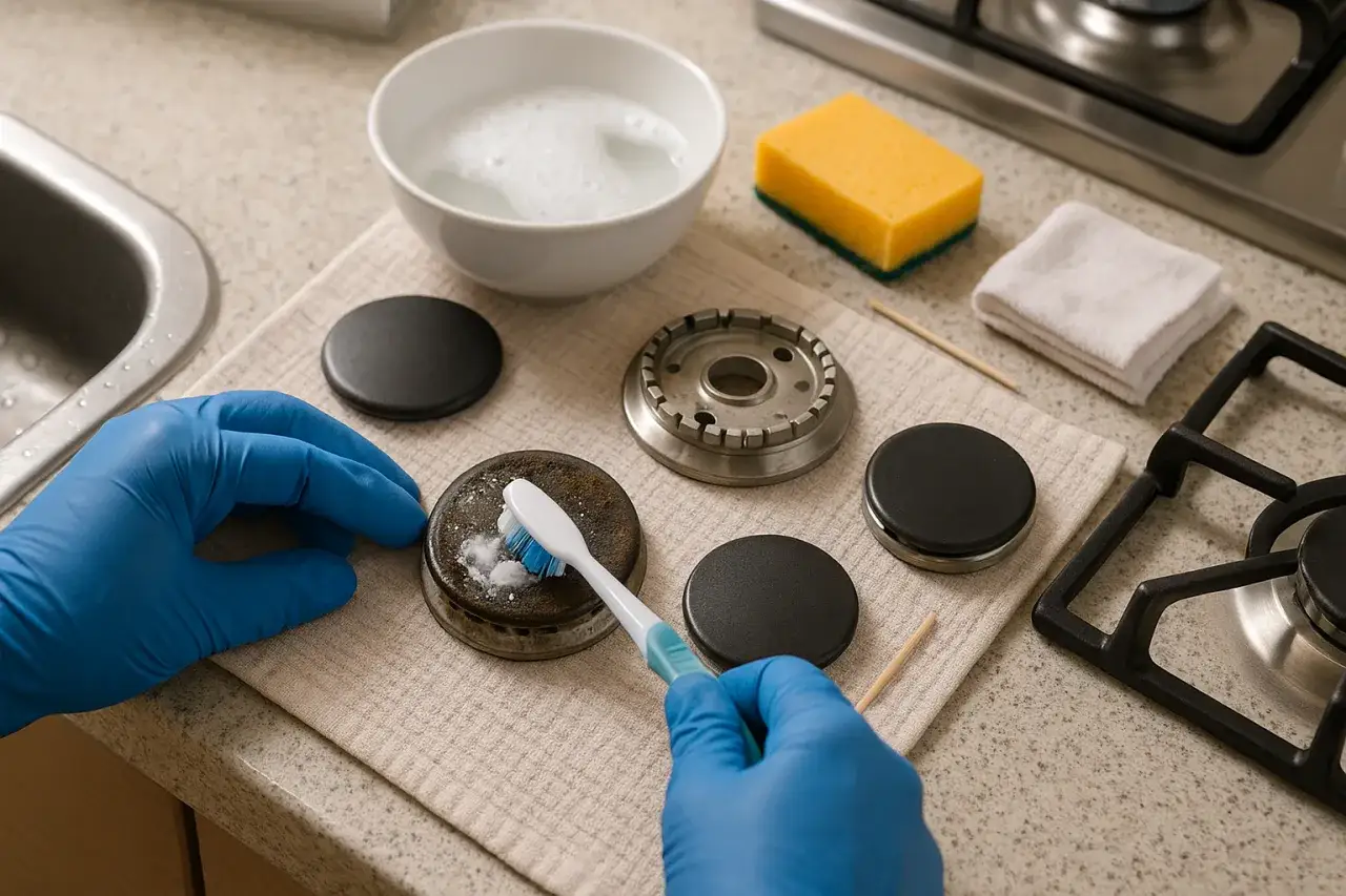 Brudne palniki gazowe żółty płomień