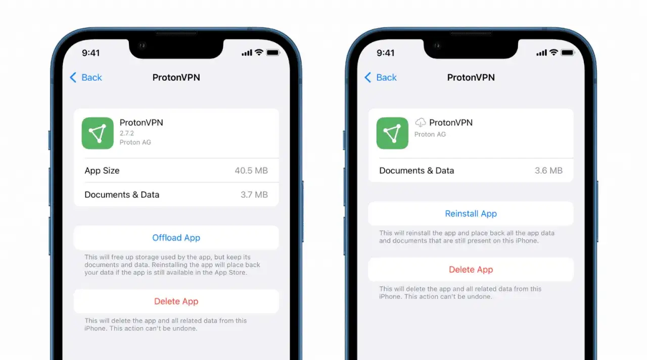 funkcja offload iphone