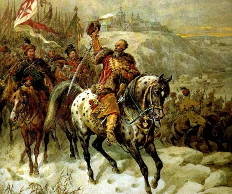 Historyczny hetman polski na koniu