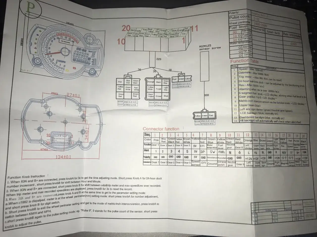 schemat podłączenia uniwersalnego licznika motocyklowego