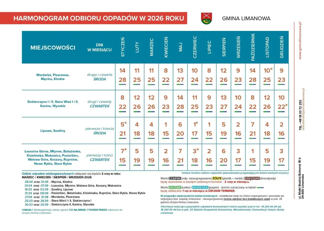 Harmonogram wywozu śmieci online