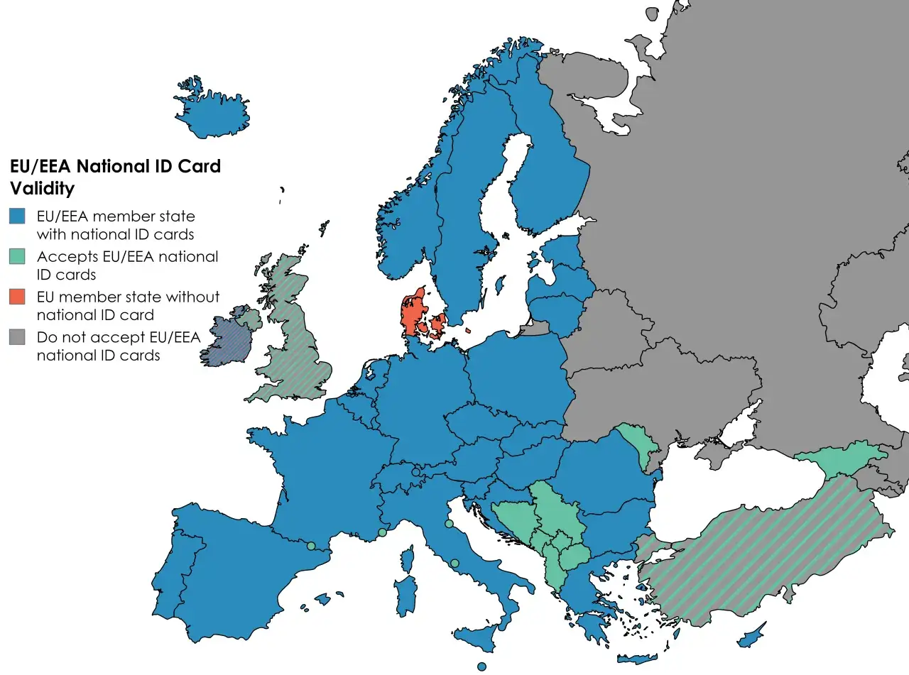 dowód osobisty i paszport na tle mapy europy