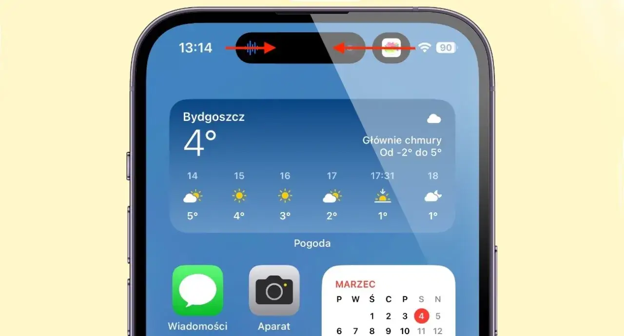 iPhone 14 Dynamic Island wskaźnik nagrywania ekranu