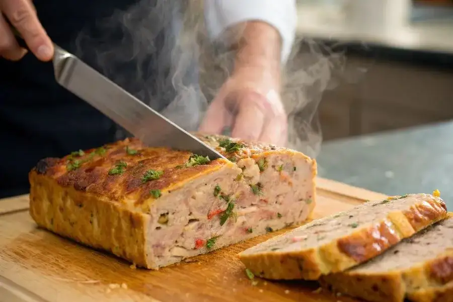 Pieczenie pasztetu w kąpieli wodnej, forma w większym naczyniu z wodą